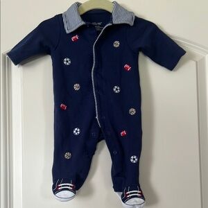 Little Me | (NB) Navy Blue Kids One Piece with Sports Design